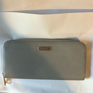 Furla Gray Leather Long Wallet